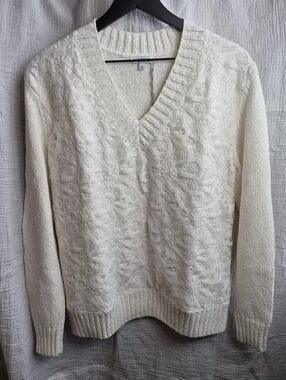 Johnny Was Shona Lace Pullover, Large, White, NWT - Sold Out On Website!!!